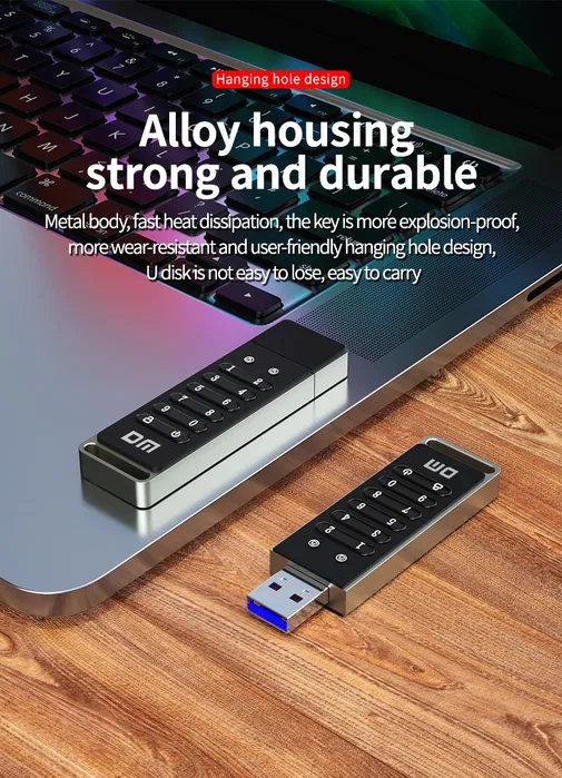 Захищена USB-флешка 32 Гб з апаратним шифруванням, PIN-кодом та функцією самознищення - Зображення 3