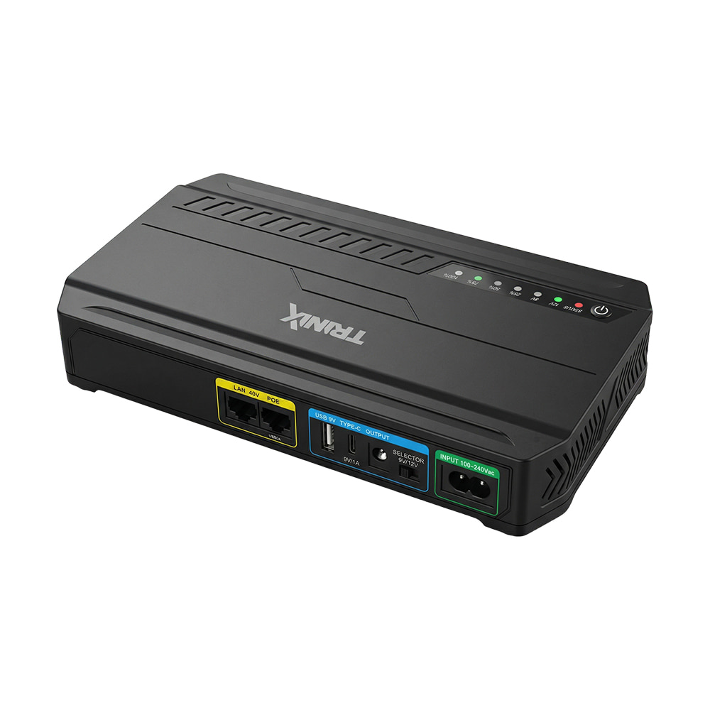 Джерело безперебійного живлення DC UPS Trinix TRX-MUPS-1848 Type-C (24000mAh LiFePo4) 5V/9V/12V/48V/PoE, LiFePo4 4*6Ah, для роутера і медіаконвертера