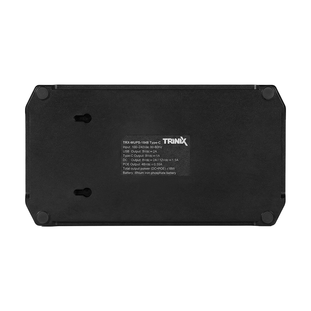 Джерело безперебійного живлення DC UPS Trinix TRX-MUPS-1848 Type-C (24000mAh LiFePo4) 5V/9V/12V/48V/PoE, LiFePo4 4*6Ah, для роутера і медіаконвертера