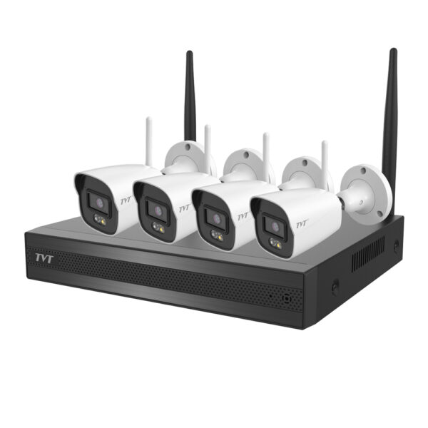 Комплект IP-відеонагляду з WiFi на 4 камери TVT TD-P0804W1-001: 4 циліндричні 4Mp WiFi IP-відеокамери + 8-канальний 8Mp WiFi IP-відеореєстратор