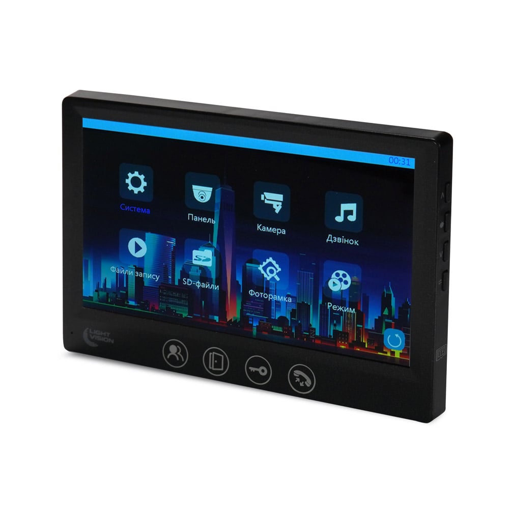 Відеодомофон 7" Light Vision AMSTERDAM FHD Black