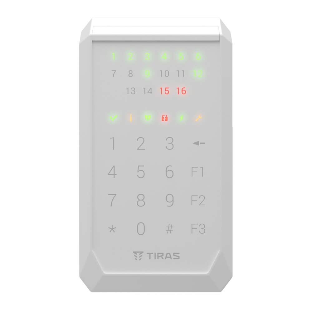Клавіатура Tiras K-PAD16 White на 16 індикаторів зон