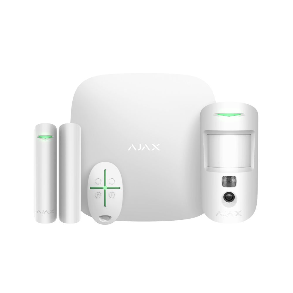 Комплект бездротової охоронної сигналізації Ajax StarterKit Cam HDR White з 2G, Ethernet, фотоверифікацією тривог