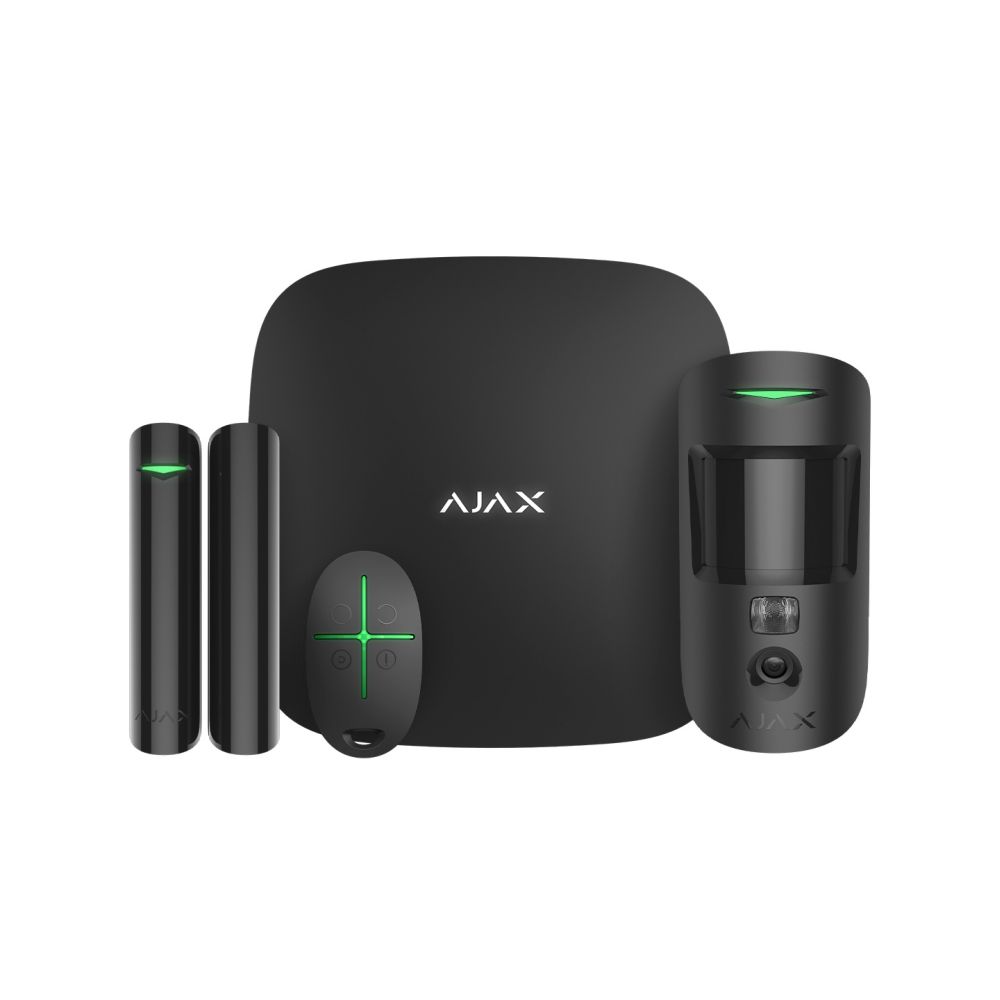 Комплект бездротової охоронної сигналізації Ajax StarterKit Cam HDR Black з 2G, Ethernet, фотоверифікацією тривог