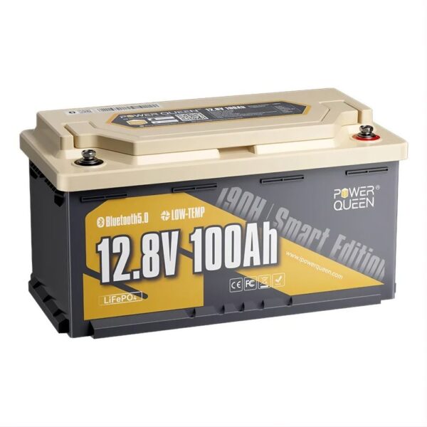Акумуляторна батарея літій-залізо-фосфатна з Bluetooth 12.8В 100А*год LiFePO4 Power Queen H190 P12V100-100-RV190-BT-4-AC150