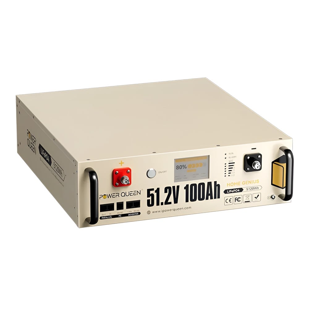 Акумуляторна батарея літій-залізо-фосфатна LiFePO4 51.2В 5120Вт*год Power Queen P51.2V100-100-COM-16-S3U монтаж в стійку 19"