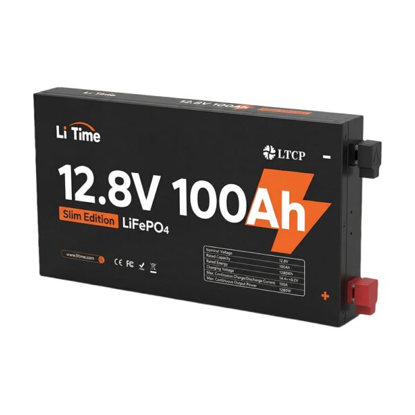 Акумуляторна батарея літій-залізо-фосфатна 12.8В 100А*год LiFePO4 LiTime Slim 12V100-100-SLIM-LTCP-4-SE100 ультратонка