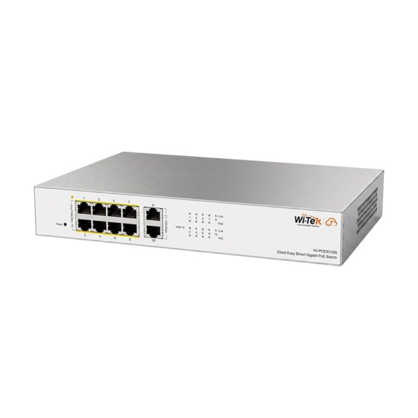 PoE-комутатор 10-портовий керований Wi-Tek WI-PCES310G гігабітний 8x1000Mbps PoE+, 2x1000Mbps Uplink, 110W, Cloud, ONVIF