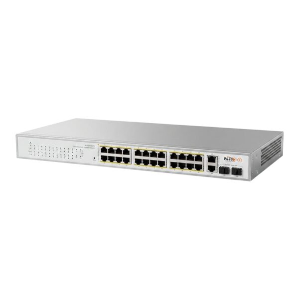 PoE-комутатор 28-портовий керований Wi-Tek WI-PCES328GFH гігабітний 24x1000Mbps PoE+, 2x1000Mbps Uplink, 2xSFP, 235W, Cloud, ONVIF