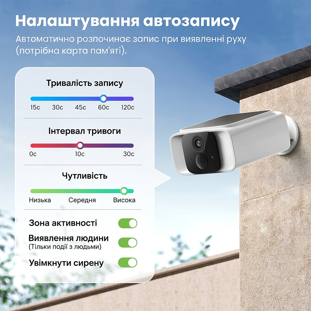 Автономна WiFi 2.4/5GHz IP-відеокамера з сонячною панеллю 5Mp Light Vision VLC-05IB-Solar (Tuya) White, f=2.8mm, на акумуляторних батареях 6000mAh