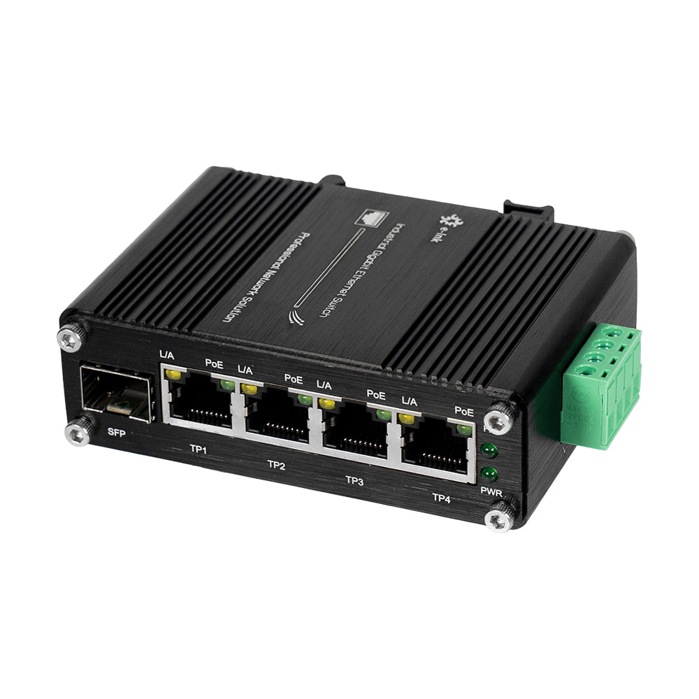 PoE-комутатор 5-портовий E-LINK LNK-IMC104GP-SFP IN 12-48V