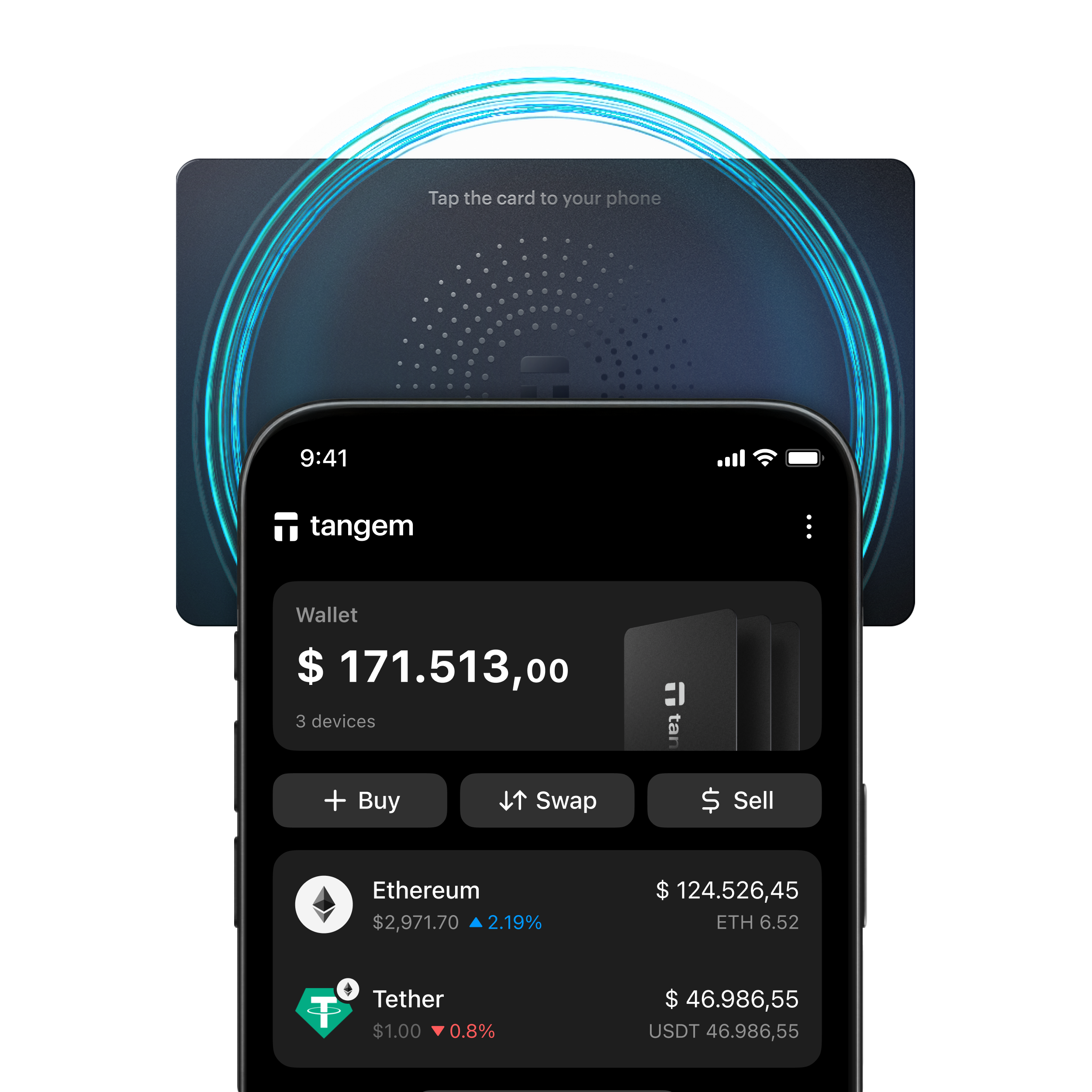Апаратний криптогаманець Tangem Wallet 2.0 Black, 3 картки, фото 5