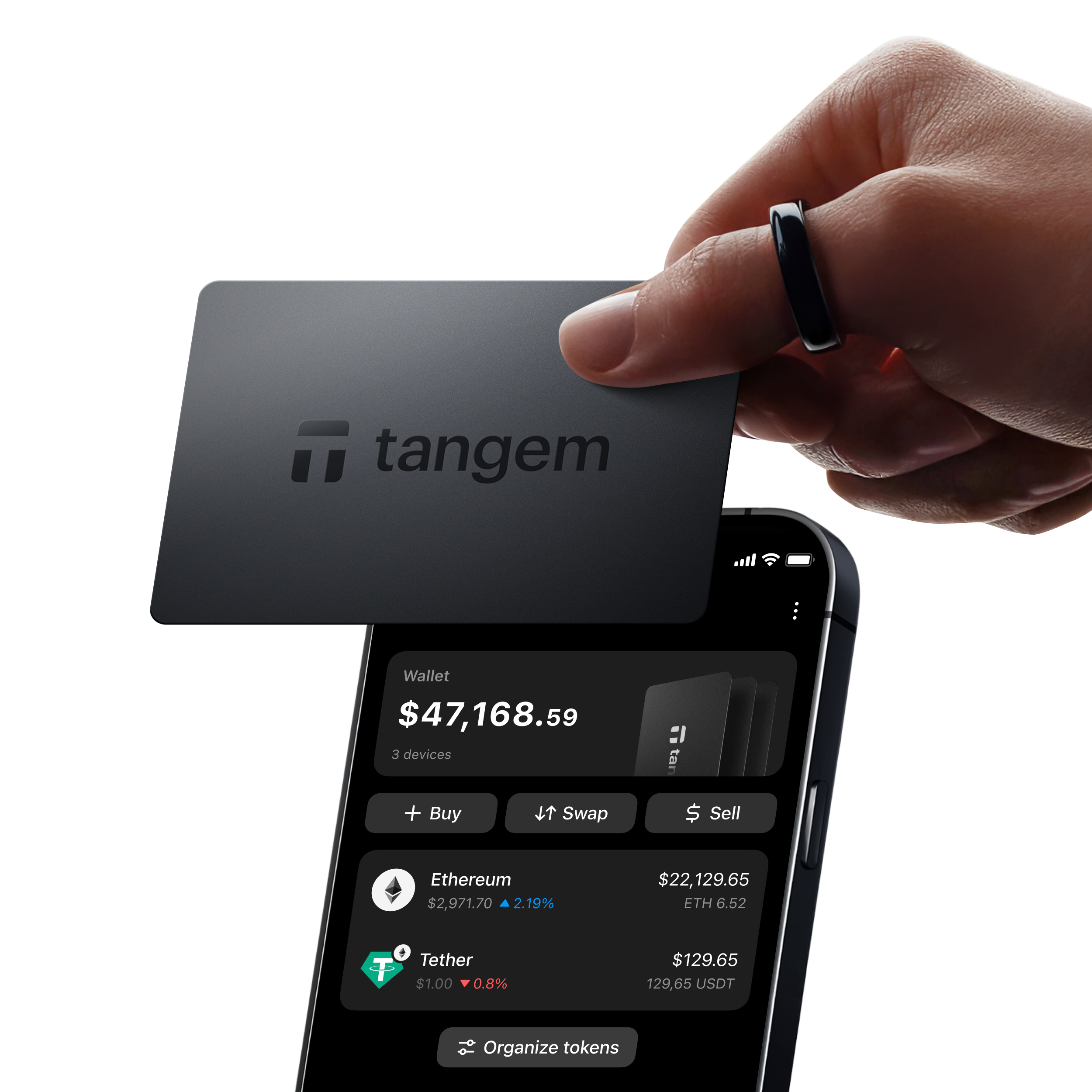 Апаратний криптогаманець Tangem Wallet 2.0 Black, 3 картки, фото 6